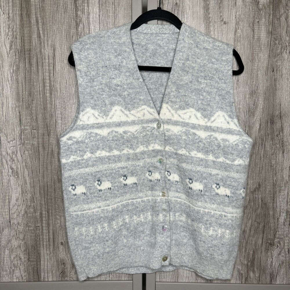 Weft Industries Lambswool Vest Bighorn Sheep V Neckline Size M